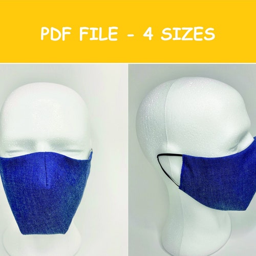 PDF Face Mask Pattern Template Adult Face Mask Sewing Pattern Etsy
