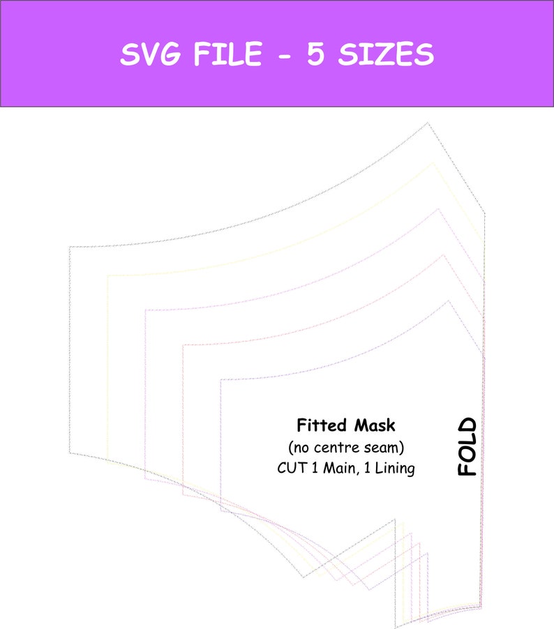 5 SIZES includes Xlarge SVG Batwing Style Face Mask Template for Cutting Machines digital