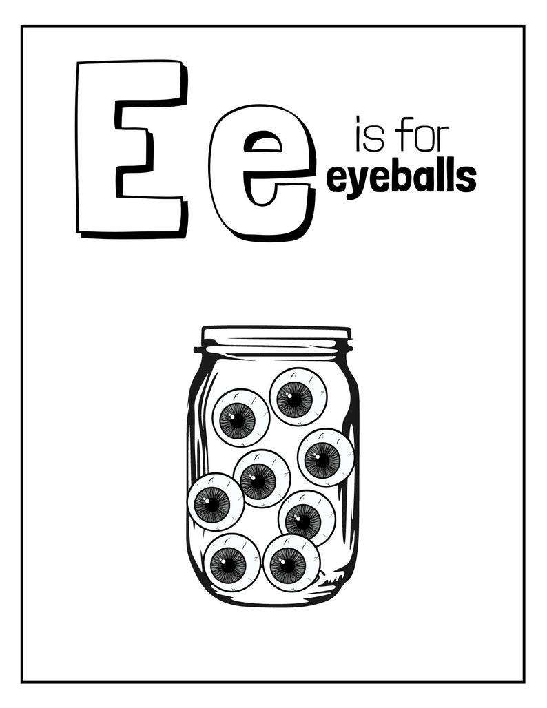 Halloween Alphabet Coloring Pages / Printable Coloring Pages / - Etsy