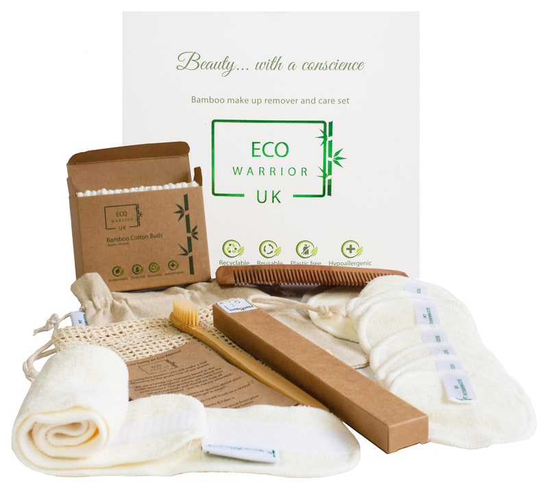 Eco-Friendly Bamboo & Vegan Re-usable Make-Up Remover Pad and Beauty Self Care Pamper Box image 1
