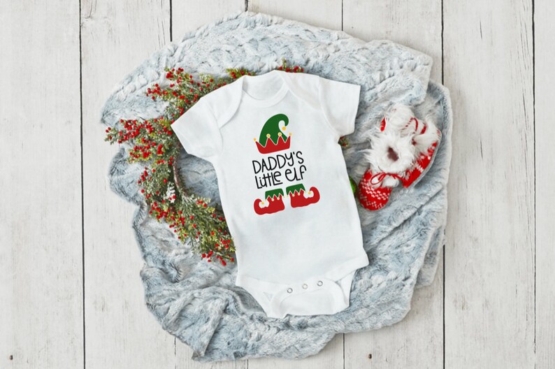 Baby Bodysuit Newborn Daddy/'s Little Elf Bodysuit Infant Monkey Holiday Jumpsuit Christmas Romper Romper