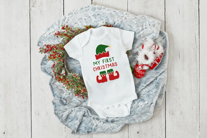 Jumpsuit Romper Bodysuit Baby My First Christmas Bodysuit Monkey Holiday Infant Newborn My 1st Christmas Romper Elf