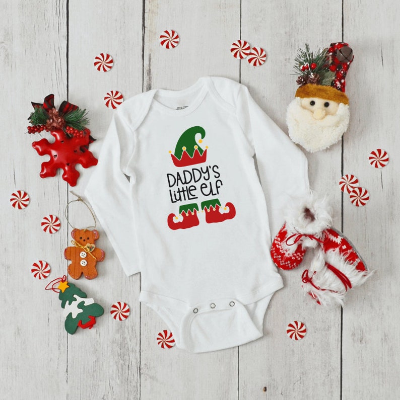Baby Bodysuit Newborn Daddy/'s Little Elf Bodysuit Infant Monkey Holiday Jumpsuit Christmas Romper Romper