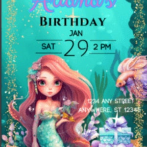 Little Mermaid Invitation - Little Mermaid Birthday Invitation - Ariel Like Image- Digital  Invitation - Canva.com INSTANT DOWNLOAD -