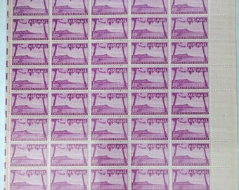The 1952 80-cent Diamond Head (Scott #C46) Highly Desired U.S. Airmail Stamp Sheet, Mint Never Hinged (MNH)