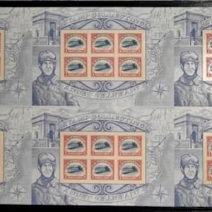 U.S. Air Mail Briefmarken Reproduktionsfehler 1918 Inverted Curtiss Jenny Sc 4806b Mint No Hinge (MNH) Ganzer Bogen mit 6 Scheiben Imperf 36 Briefmarken