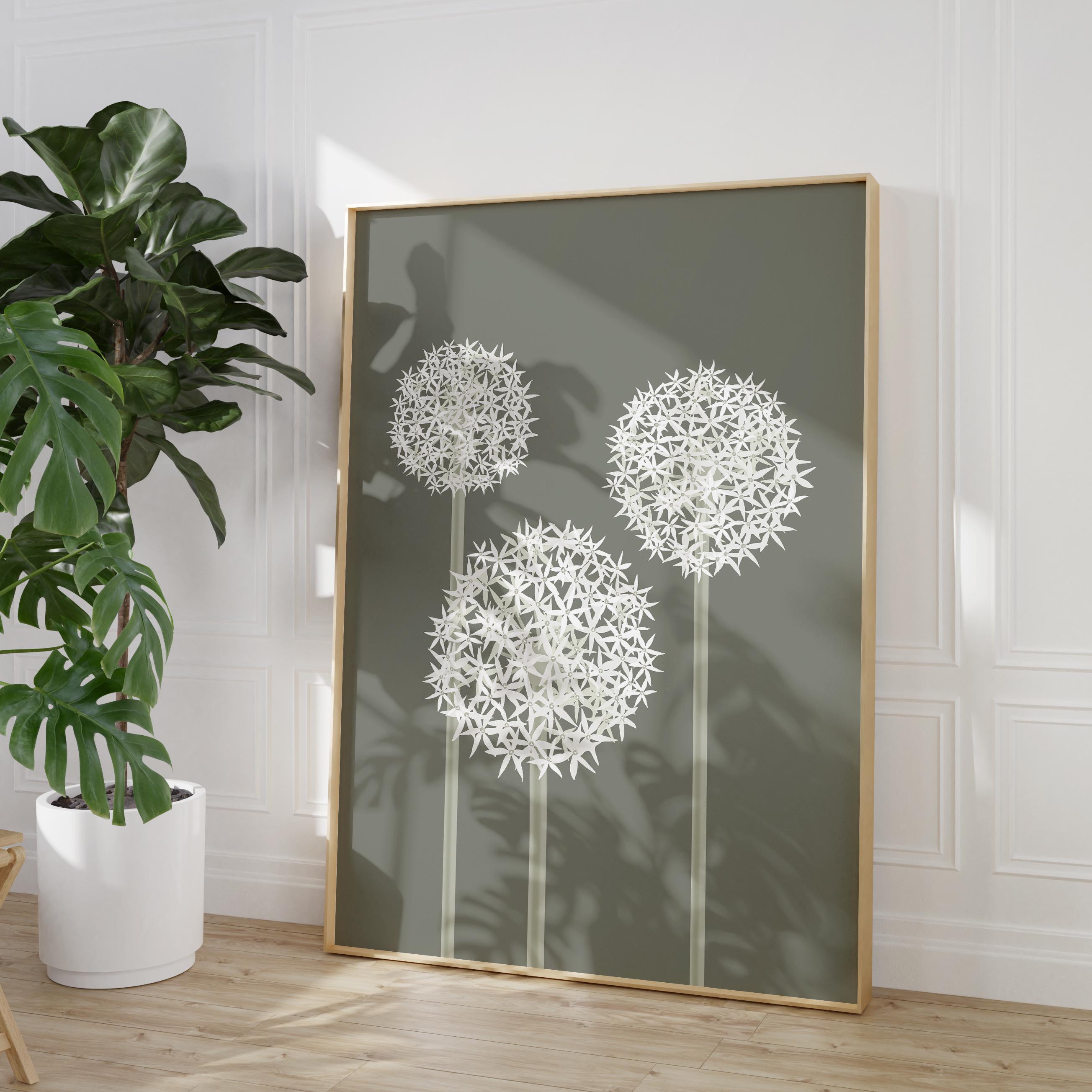 Sage Green Allium Prints Set of 3 Botanical Floral Wall Art - Etsy