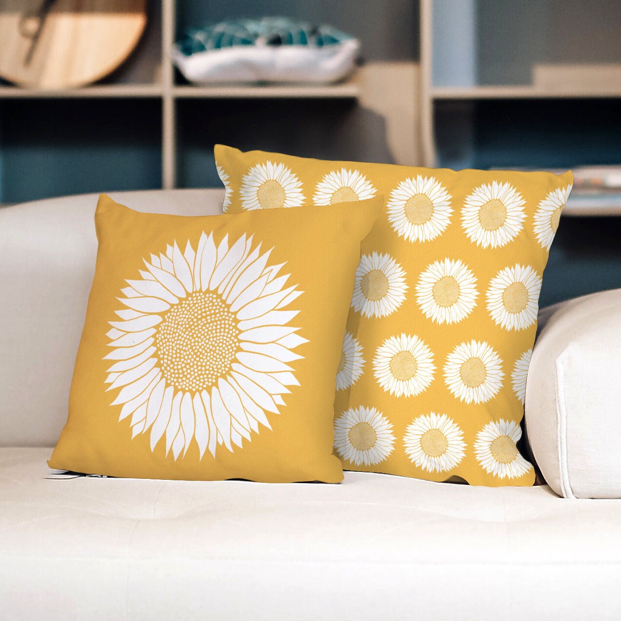 Yellow sunflower cushion soft suede cushions with sunflower Etsy
