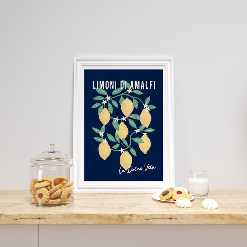 Amalfi Lemon Art Print, Italian Kitchen Wall Decor, Limoni di Amalfi Vintage Poster Style image 7