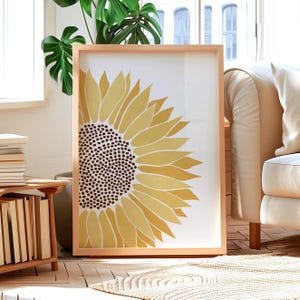 Lámina decorativa floral de girasoles, póster con flores amarillas, arte botánico, tamaños A5/A4/A3/A2/A1/5x7/8x10 imagen 2