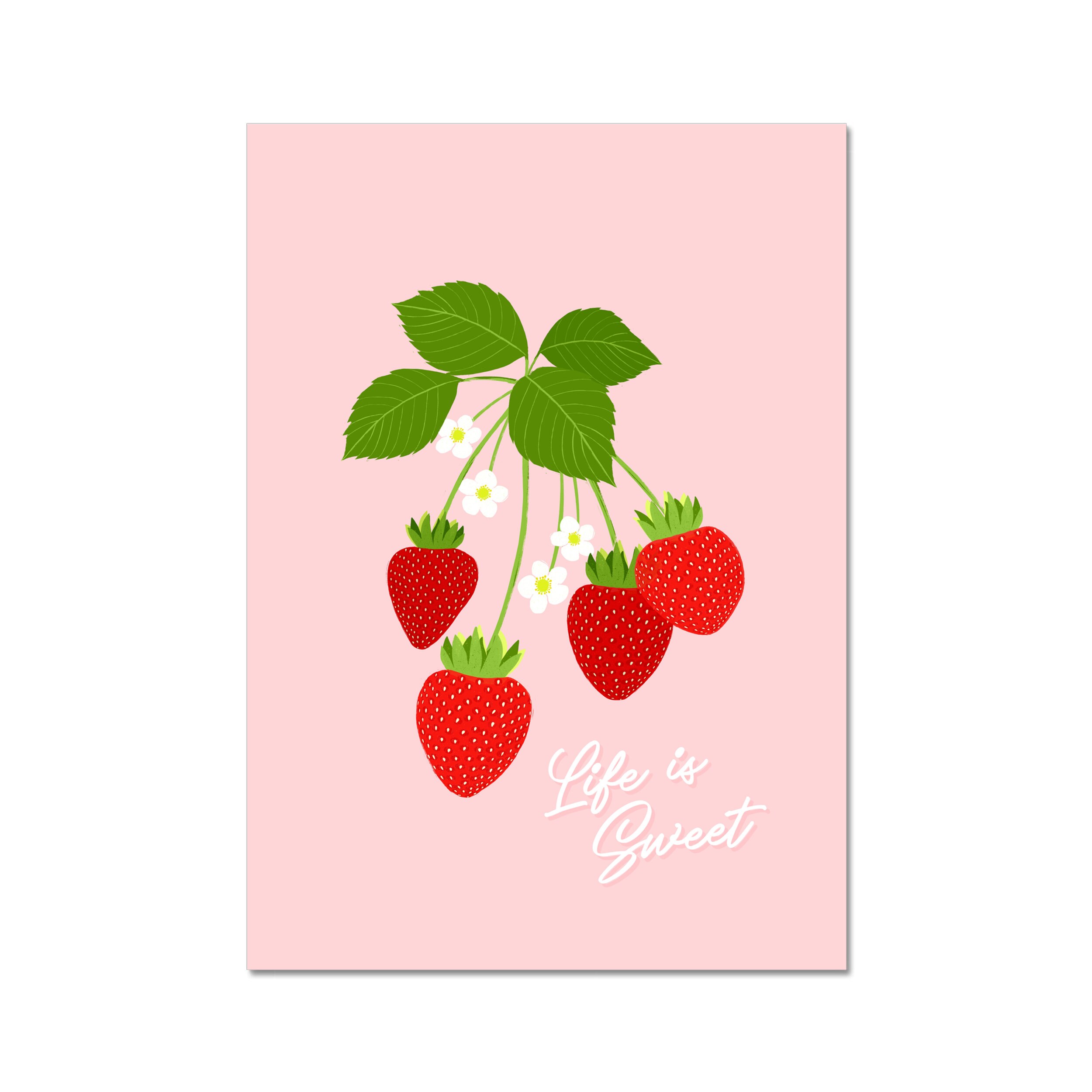 Strawberry Fruit Print Kitchen Art Print Food Art Pink Home Etsy