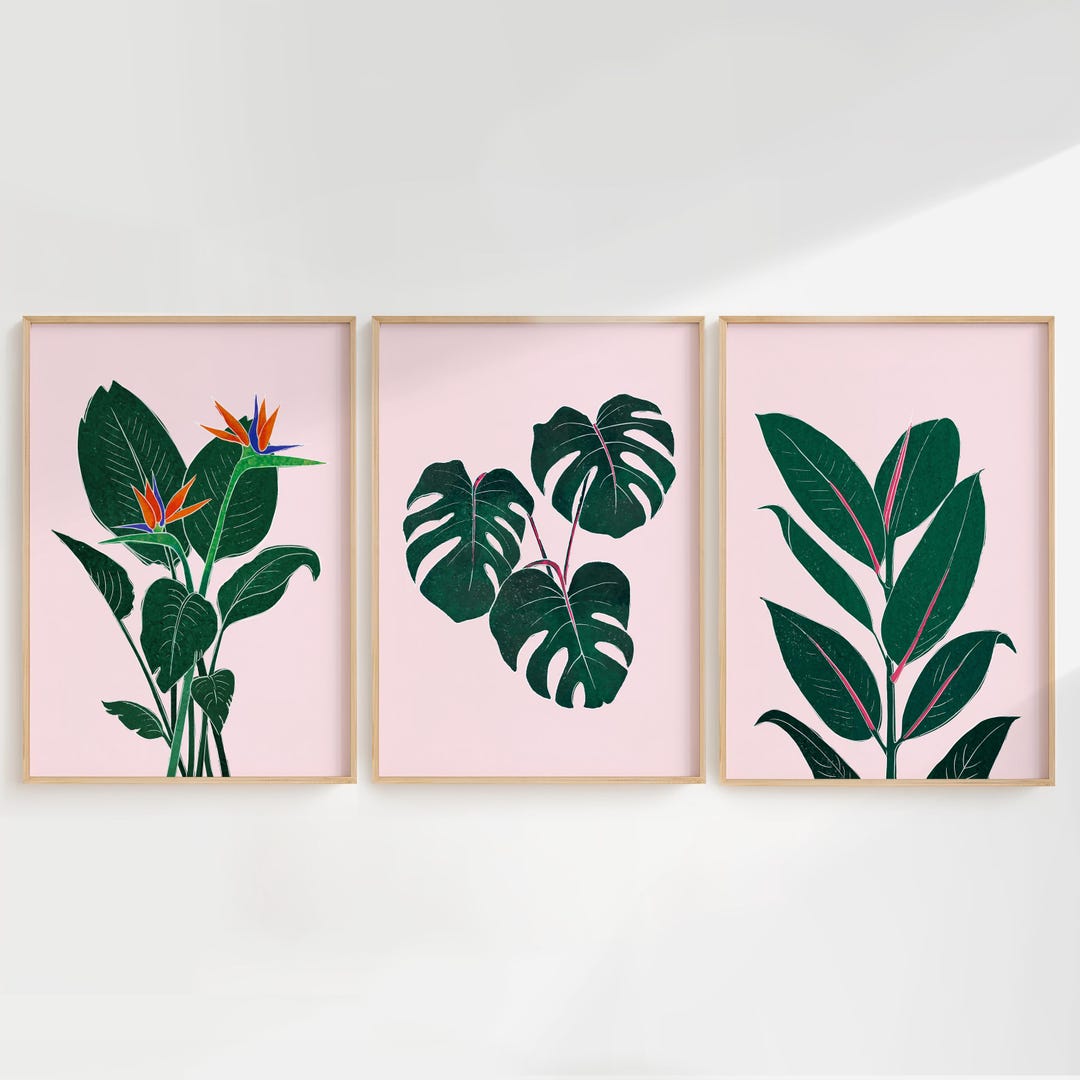 Botanical Wall Art Set of 3, Tropical Plant Prints, Houseplant Decor - Etsy