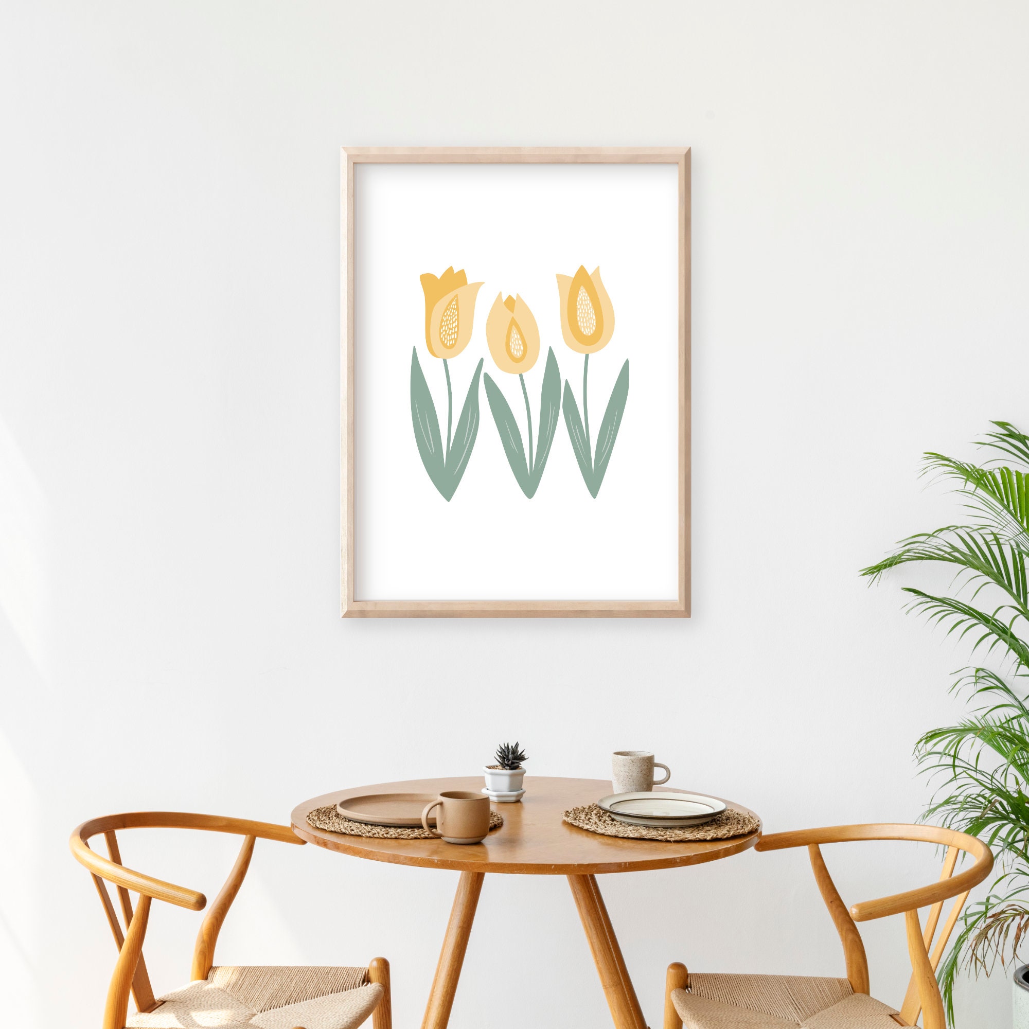 Retro Floral Tulip Print, Spring Flower Wall Art, Boho Botanical Wall ...