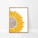Sunflower wall art print, floral illustration wall decor, A4 A3 framed prints, flower print wall hanging for home decor, stairway prints 