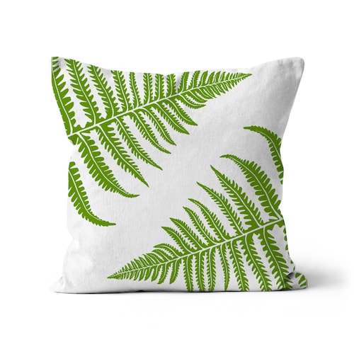 Fern Print Cushions in Green and White Botanical Fern Leaf Etsy UK