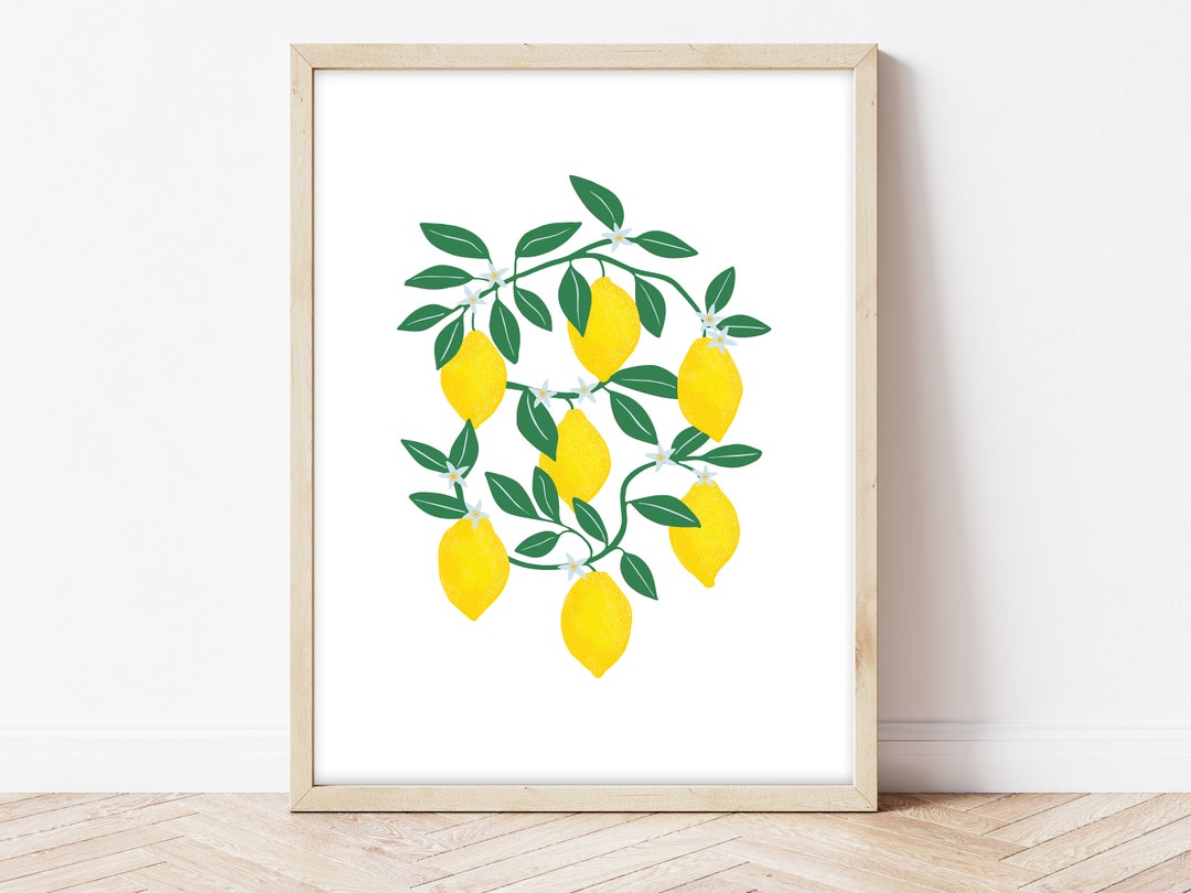 Lemon Tree Wall Art Print Illustration Kitchen Wall Decor Etsy