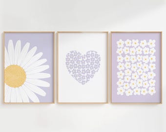 Gänseblümchen Kunstdrucke, Kinderzimmer Dekor, 3er-Set