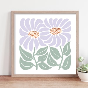 Plakat ścienny w kształcie liliowego stokrotka, retro kwiatowy nadruk z motywem botanicznym