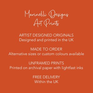 Rust orange botanical rubber plant print, wall art for bedroom, living room or office decor, A5, A4 or A3 boho gallery wall picture image 5