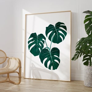 3 Piece Botanical Wall Art, Dark Green Leaf Print Set, Art Prints for ...