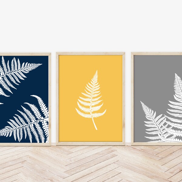 Navy Yellow Wall Art Etsy UK