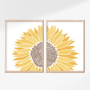 Lámina decorativa floral de girasoles, póster con flores amarillas, arte botánico, tamaños A5/A4/A3/A2/A1/5x7/8x10 Set of 2 prints