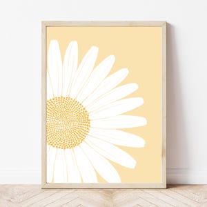 Lámina de margaritas amarillas para pared, decoración floral para dormitorio de niña, tamaño A4, A3, sin marco.