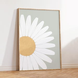Lámina floral de margaritas verde salvia, arte de pared con estampado floral para dormitorio, decoración de pared con margaritas, impresiones sin marco A4 A3
