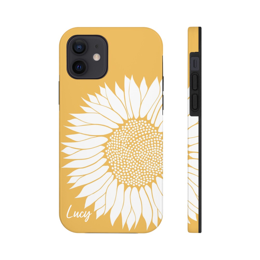 Personalised Sunflower Phone Case, Yellow Floral Phone Cover, Custom