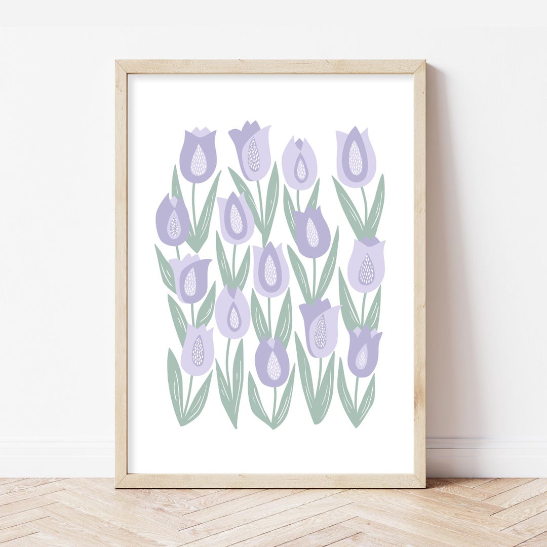 Lilac Tulip Print, Boho Floral Wall Art - Etsy