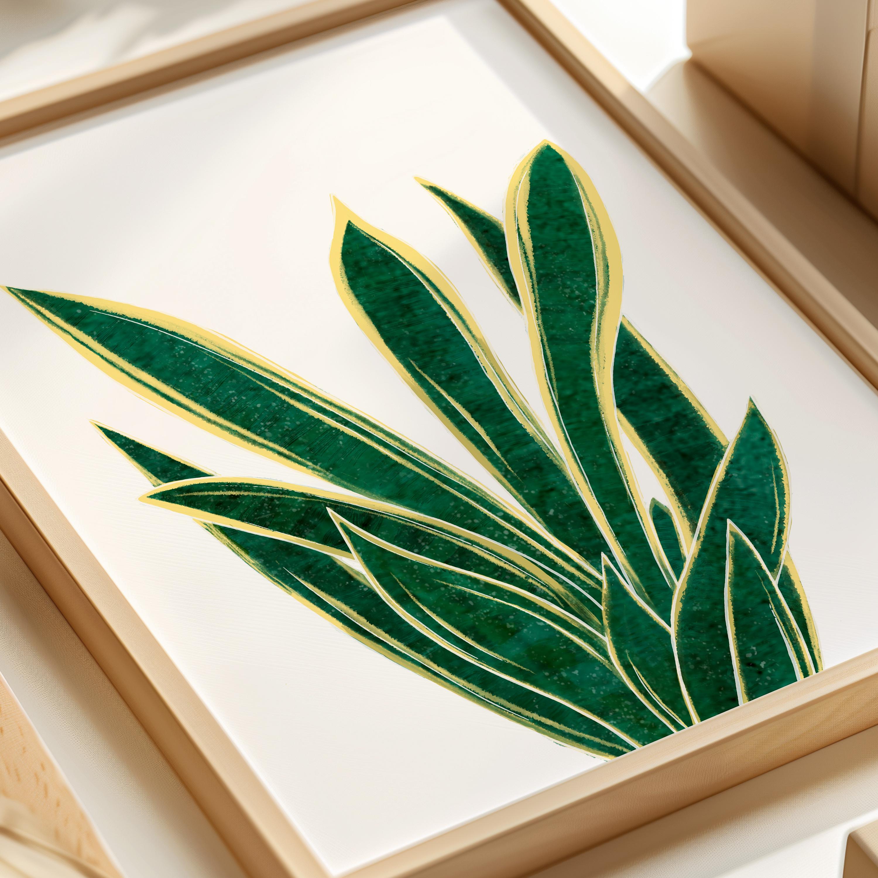 3 Piece Botanical Wall Art, Dark Green Leaf Print Set, Art Prints for ...