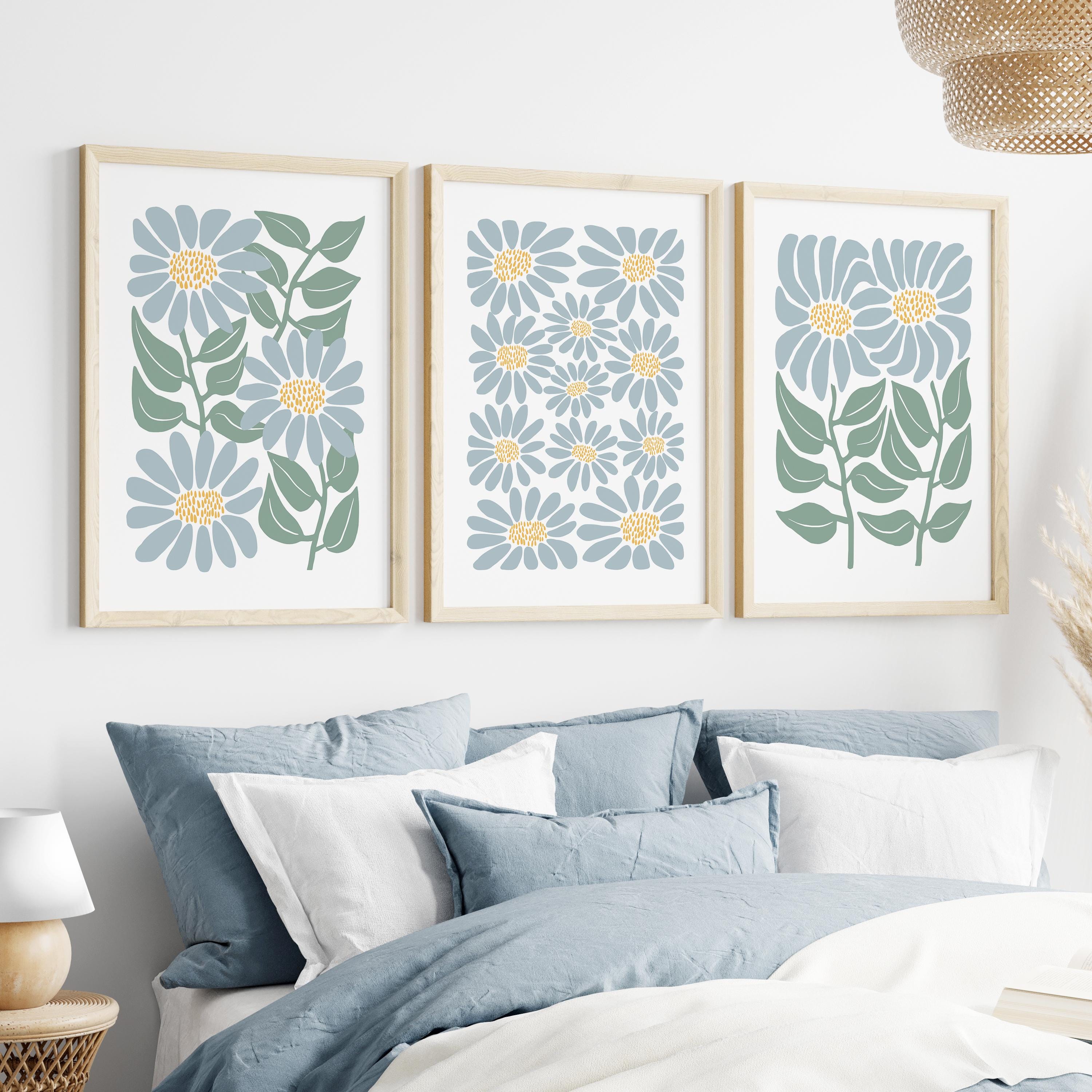 Blue Daisy Wall Art - Etsy