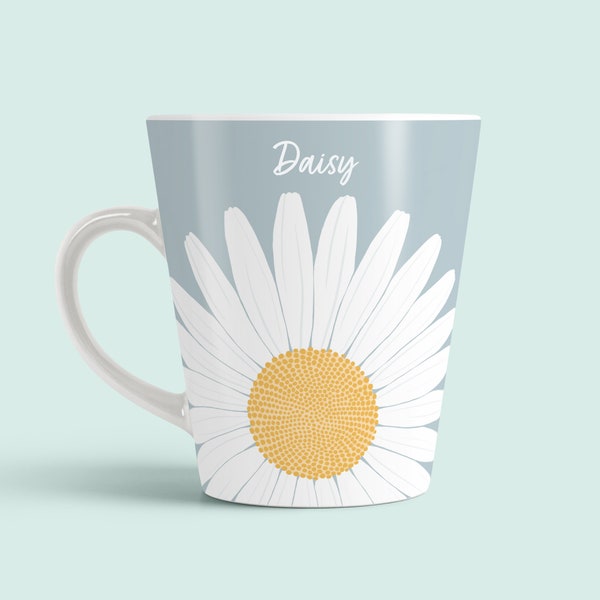 Daisy mug personalised with name, latte mug perfect gift for friend, sister, mum, aunt or niece, daisy gift