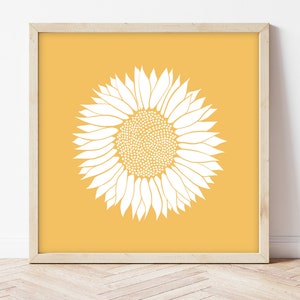 Sunflower art print, square gallery wall art prints, sunflowers floral decor, new home gift, kitchen print, living room decor