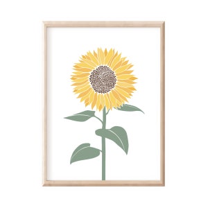 Sunflower print floral wall art, yellow flower decor, print for bedroom, office or kitchen, extra large sunflower poster A1/A2/A3/A4/A5