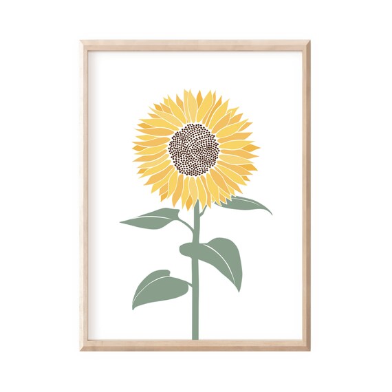 Sunflower print floral wall art, yellow flower decor, print for bedroom, office or kitchen, extra large sunflower poster A1/A2/A3/A4/A5