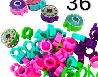 PeavyTailor 36 Pcs (#12) Bobbin Holder Bobbin Clip Bobbin Cover Spool Hugger for Sewing Organizing. Good kit to Avoid Unwinding Thread Tails