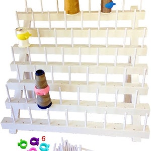 PeavyTailor 70 Spool Thread Holder Thread Rack Spool Stand for Sewing. Plastic Foldable Stand for Medium–Thread Cone or Hair Braiding(White)