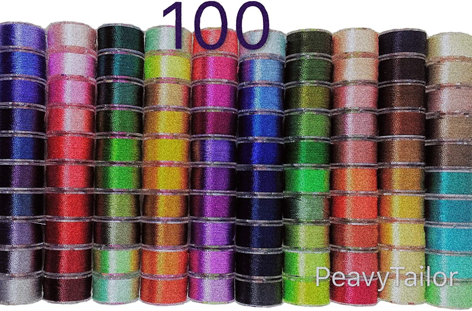 PeavyTailor 100 Pcs/Colors Prewound Sewing Bobbins Thread Polyester Embroidery Machine Thread Kit. 40 Weight Size A Sewing Thread Bobbins