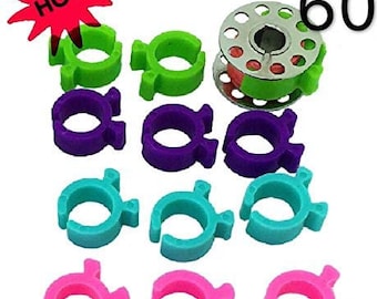 PeavyTailor 60 Pcs (#12) Bobbin Holder Bobbin Clip Bobbin Cover Spool Hugger for Sewing Organizing. Good kit to Avoid Unwinding Thread Tails