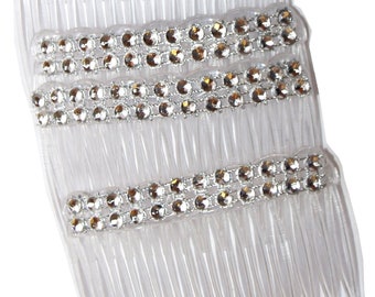 Pkt of 4 Clear Combs with Silver Diamontie Diamante Effect, Fascinator Making. Weddings, Occasions. Party, Races Size 7cm x 5cm