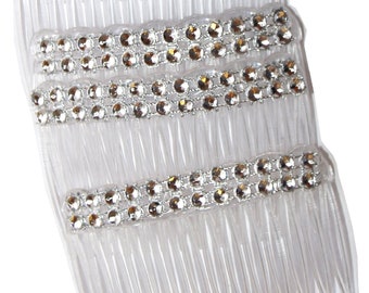 4 pack of Clear Grip Hair Combs Slides 7cm with Diamontie Diamante effect