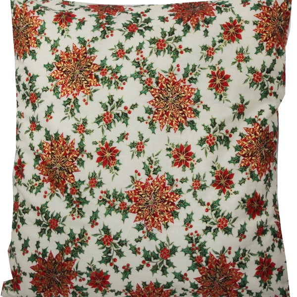 Pontsettias Red & Gold Xmas Cushion Covers with matching Table runner