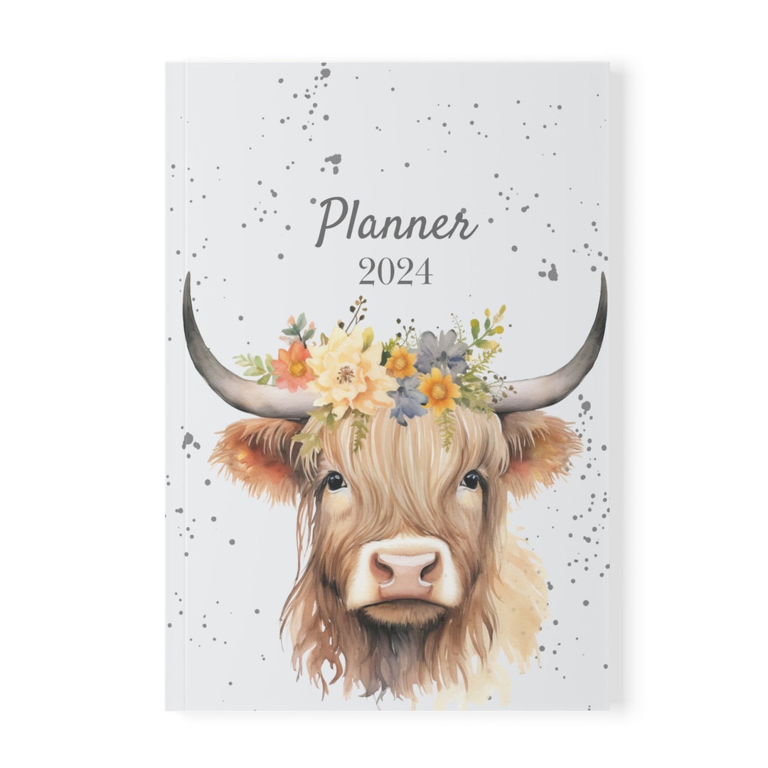 Highland Cow 2024 Planner, Cow Planner, 2024 Planner, Gift for Her