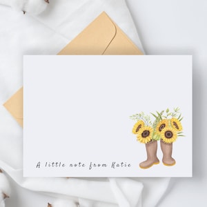 Personalisierte Sonnenblumen Postkarten 8er-Set - Wellingtons und Sonnenblumen Notecards Pack - A5 Sonnenblumenkarten - Gärtnerpostkarten,
