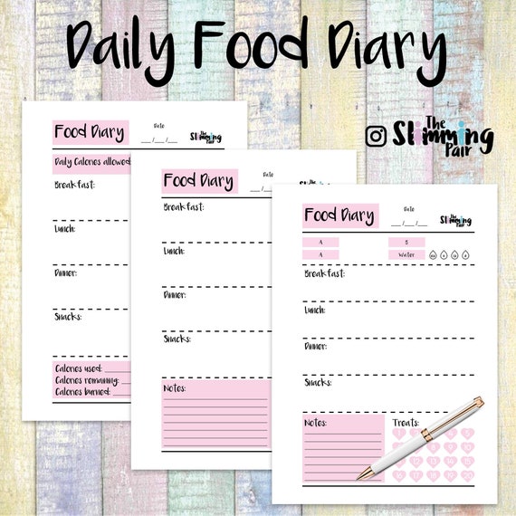 Food Diary Weight Watchers Food Diary Printable Food - Etsy