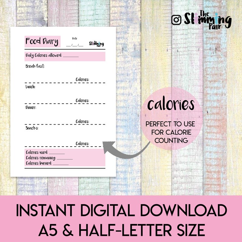 Food Diary Calorie Counting Food Diary Printable Food - Etsy