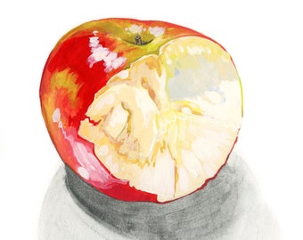 Bitten Apple, limited edition archival print of original gouache painting