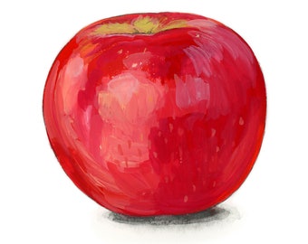 Red Apple #1, limited edition archival print of original gouache painting