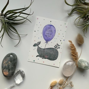 Whale Birth Art Print DIN A6 Postcard Art Print